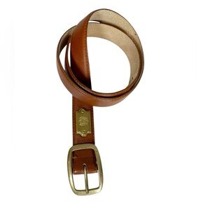 LIZ CLAIBORNE Vintage Women's Large Brown Leather Belt Brass Hardware